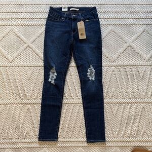 Levi's Navy Distressed Skinny Jeans